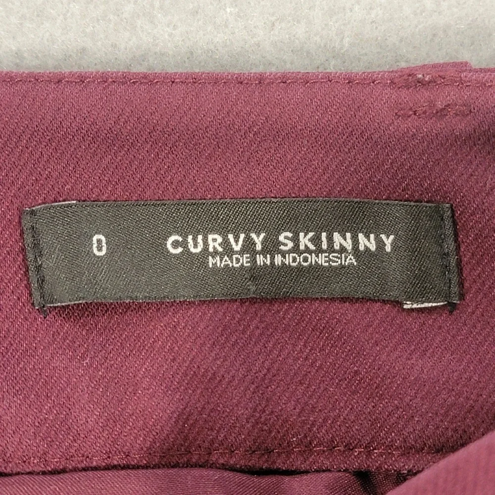 LOFT Curvy Skinny Dress Pants Burgundy Mid Rise Ankle Career Stretch Women's 0